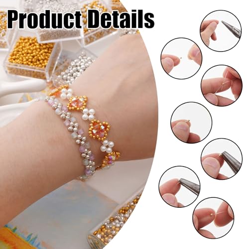 2000Pcs Seed Beads, 2mm Small Glass Beads for Jewelry Making, Gold & Silver Craft Beads, Spacer Beads for Bracelets, Necklaces, Keychains, DIY Jewelry Supplies for Crafting and Beading - Image 2