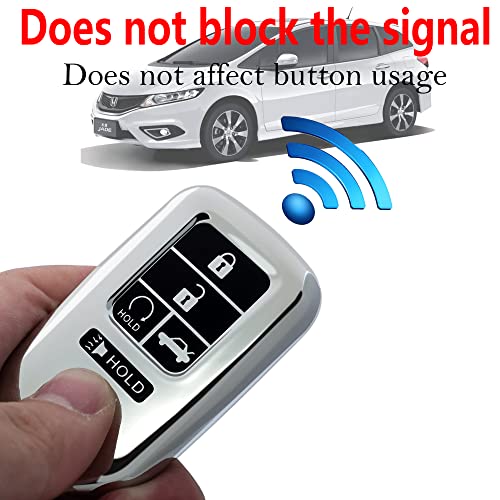 Kirsnda For Honda Key Fob Cover Case,With Keychain,Soft Tpu Protect Car Key Shell,Fit Civic Accord Pilot Cr-V Insight,Ect Remote Smart Key(Silver) #TOP5