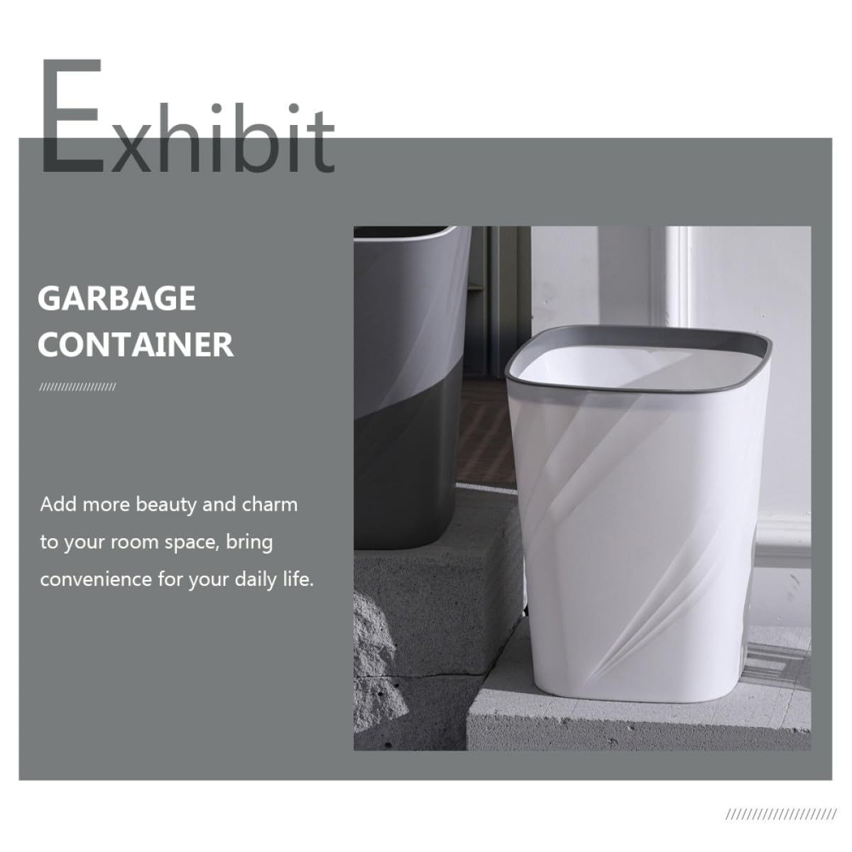 Cestino per Rifiuti da Ufficio Creativo in Plastica Abs 12l, Pattumiera Multiuso per Camera da Letto e Bagno, Contenitore per Carta e Rifiuti Domestici Design Semplice e Capacità