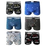 Pack de 6 Boxers de Algodón Ajustados de Diferentes Estampados Originales, Cómodos y Suaves. Colección UOMO (Talla XL)