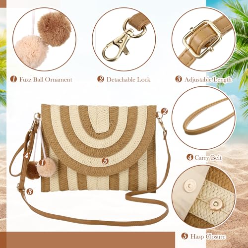 Image of Frienda Straw Purses for Women Straw Clutch Crossbody Bag Summer Beach Shoulder Bag Woven Envelope Wallet Handbags