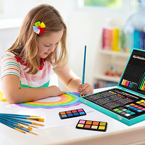 Vigorfun Deluxe Art Set in Wooden Case, with Soft & Oil Pastels,