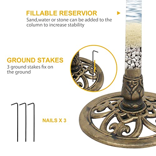 Zenstyle 32" H Resin Sitting Pair Bird Bath Pedestal Outdoor Garden Backyard Décor, Antique Gold (Gold) #TOP3