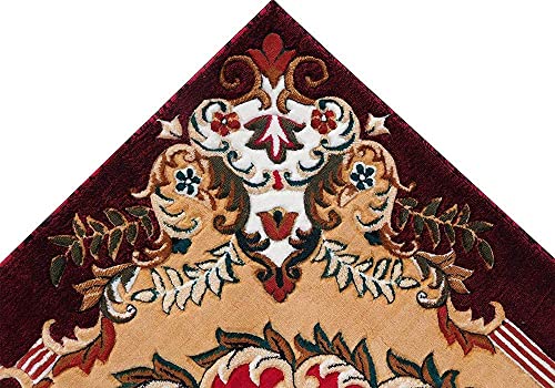 Image of SABIRA Carpet Modern Floral Area Rug Large Carpet for Living Room, Bedroom & Dining Room, Washable, Non-Slip, RED Color (6X8 FEET)