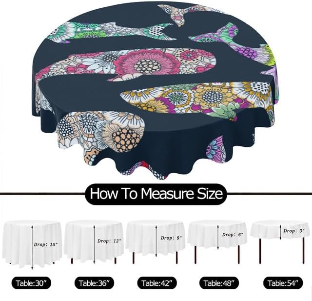 Miniatura 6 de Mantel redondo con estampado de pescado, mantel exótico, lavable, resistente a las arrugas, para el hogar, cocina, comedor, picnic, campamento,