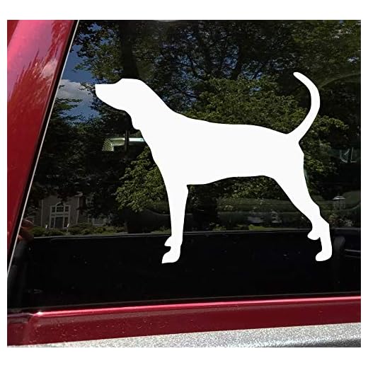 Minglewood Trading White - 2-Pack Coonhound Vinyl Decals - Treeing Walker Hound Dog Puppy - Die Cut Stickers - Each 2.5w x 2h inches