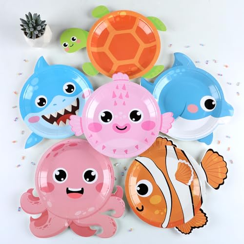 Ojustbeok OK0202 60Pcs Ocean Animal Party Paper Plates Sea Animal Shaped Plates Party Supplies Under The Sea Tableware thumb #3