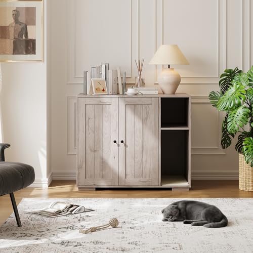 Large Litter Box Enclosure with Litter Collector & Dog-Proof Shelf, Hidden Litter Box Furniture for Self Cleaning Litter Box, Self-Cleaning Litter Boxes Cabinet , Indoor Cat House, Side Table