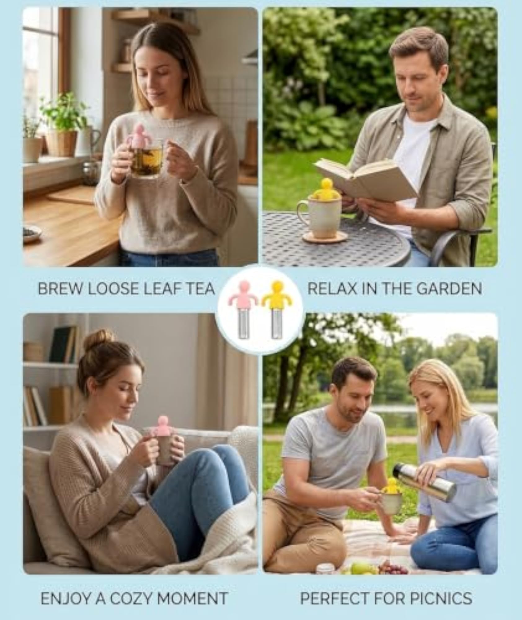 2-Pack Stainless Steel Tea Strainer with Silicone Infuser