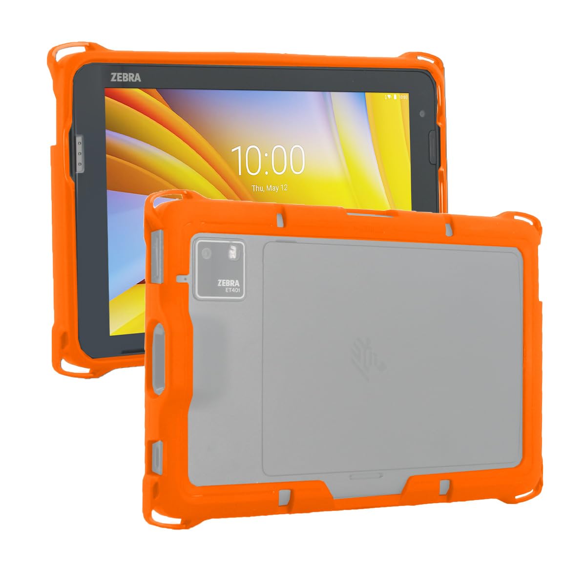 MOBILIS Coque pour Tablette Zebra ET401 10" avec Scanner, Etui Renforcé Protection Militaire, Fabriqué en France, Compatible Accessoires de Charge, Points d'Accroche, Antimicrobien, Orange Fluo