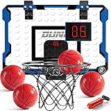 NIPLOOOW Indoor Basketball Hoop for Kids, Over The Door Mini Basketball Hoops, Mini Hoop with Scoreboard & 4 Balls, Kids Basketball Hoop Sport Toys Gifts for 5 6 7 8 9 10 11 12+ Year Old Boys
