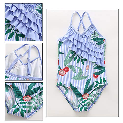 Image of Moon Tree Girls One Piece Swimsuits Ruffle Swimwear Beach Bathing Suit 2-14 Years