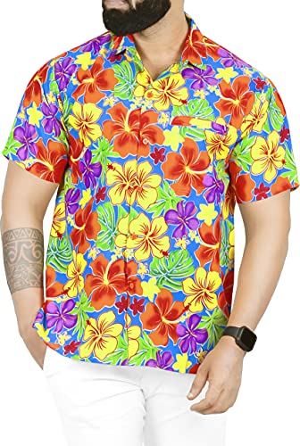 LA LEELA Men's Funky Beach Short Sleeve Hawaiian Shirts XL Orange,Calico Floral LA LEELA Men's Funky Beach Short Sleeve Hawaiian Shirts XL Orange,Calico Floral