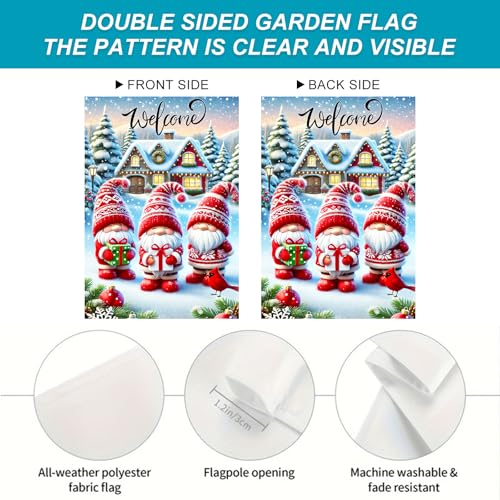 Image of BlissYard Winter Garden Flag Gnome Snow 12x18 Inch Polyester