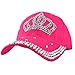 Elonmo Bling Hats, Crown Design Rhinestone Womens Baseball Cap Golf Hat Jeans Wash Denim Adjustable (Rose)