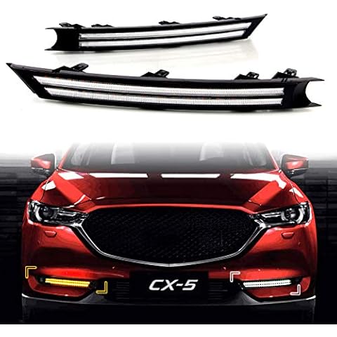 KE-KE Dual Color Double Row strip LED White DRL Daytime Running Light/Amber Dynamic Sequential Turn Signal For 2017 2018 2019 2020 2021 fit for Mazda CX-5 CX5 accessories(Double Row) Cover