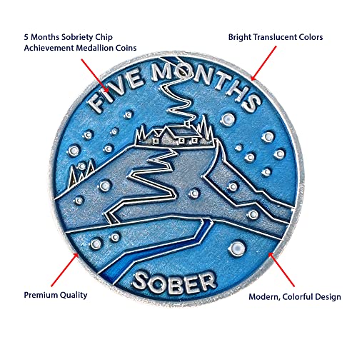 Image of The Achieve Mint 5 Months Sober Token | Five Month Sobriety Chip | Non-AA, Non-Religious Medallions for Men and Women Celebrating Sobriety