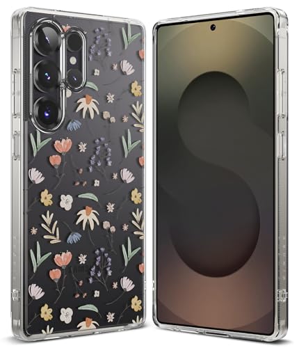 Image of Ringke Fusion Design Compatible with Samsung Galaxy S25 Ultra Case Cover Hard Graphic Designed Back Soft Flexible TPU Bumper Scratch Resistant Natural Form Galaxy S25 Ultra Back Cover - Dry Flowers