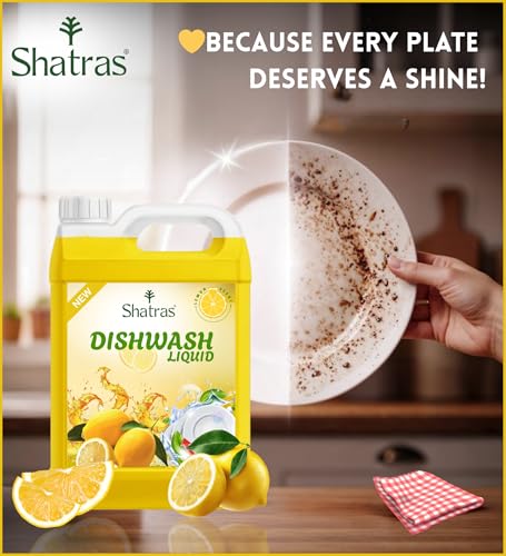 Image of Shatras Lemon Dishwash Liquid | Powerful Grease Remover for All Utensils | Advanced Degreasing Formula | Remove Tough Oil, Grease & Food Residue | Fresh Lemon Fragrance | Dish Cleaning Liquid