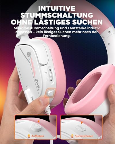 Image of NUBWO HG04L Gaming Headset for PS5 /PS4, Xbox Series X|S /Xbox One, Switch - 250g Lightweight, Clear Unidirectional Mic, Soft Memory Earmuffs, 3.5mm Jack for Gaming & Work - Pink