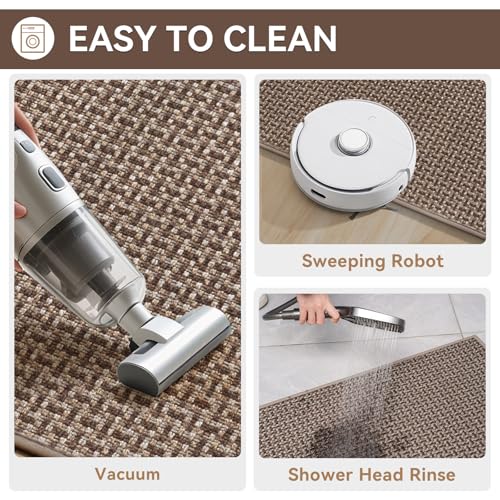 Image of YDKGL Door Mat 24 inchx35 inch, Dirt Resistant and Absorbent, Non-Slip Rubber Backing Floor Mats, Easy Clean Low-Profile Doormat for Entryway, Front Door, Inside Entrance, Brown