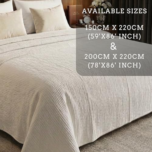 Image of 100% Cotton Muslin AC Blanket | 4 Layer Textured Breathable Summer Throw | Lightweight Blanket for AC Rooms | All Season Comfort Dohar | 150x220 cm | Off White