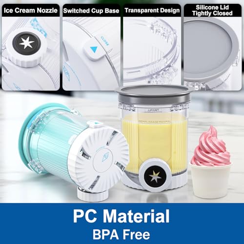 Image of Creami Pints and Lids for Ninja Swirl, 2 pack Creamy Icecream Containers Cups Jars Tubs Canisters Smoothie Pot Compatible with NC700 Series Creamer Ice Cream Cones Machine Serve Soft Maker Accessories