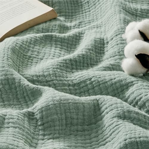 BEDSURE Musselin Decke 100% Baumwolldecke Tagesdecke - Gazedecke für Couch Weich und Leicht Sofadecke & Blanket Sommerdecke Salbeigrün 130x150 cm