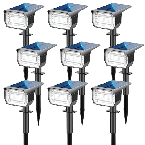 Spot Solaire Extérieur LOTMOS 72LED IP67 Étanche Lot de 9 Lampes Jardin 6500K Fonction 2-en-1