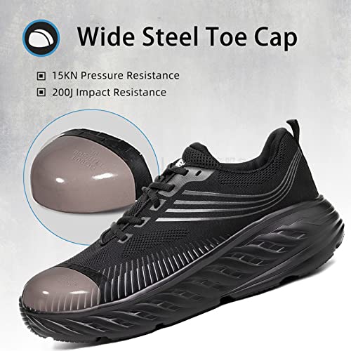 Image of Extra Wide Steel Toe Shoes for Men, Super Lightweight Men's Safety Shoes Indestructible Construction Work Sneakers