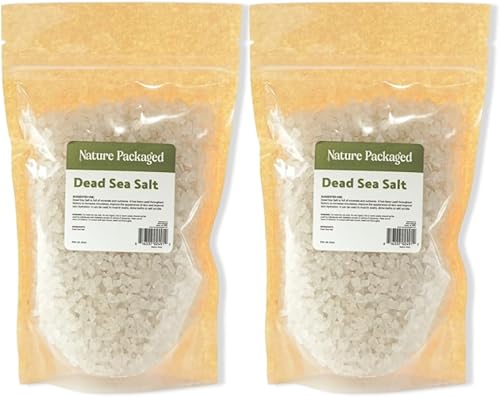 Nature Packaged Sal del Mar Muerto (16 onzas)  Directa desde la orilla del mar Muerto  Sal orgánica para exfoliantes corporales, adición a los baños