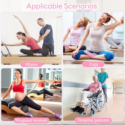 ELUTONG Women's Non Slip Yoga Socks with Grip 4 Pack Anti-Skid Workout Sock for Pilates, Barre, Home,Hospital2