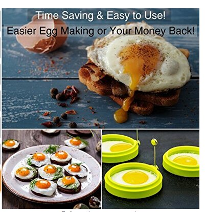 Cisixin Fried Egg Rings Non Stick Pancake Molds Silicone Egg Rings Round with Handle for Frying Pack of 4