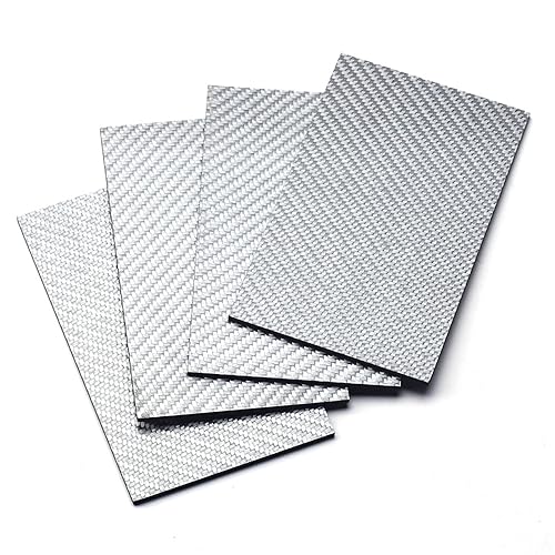 1 Piece of 195x240mm 3K Color Carbon Fiber Board Panel Silver Twill Weave Pure Carbon Fiber Board Suitable for RC Model Material 3k Carbon Fiber(2.0mm Twill Glossy)