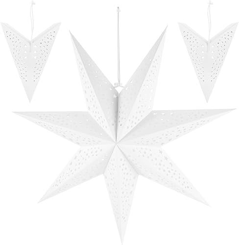 Miniatura 10 de 3 linternas de papel con estrellas de Navidad, 3D colgantes, estrellas de papel negro de 20 pulgadas, para Navidad, carnaval, boda, graduación,