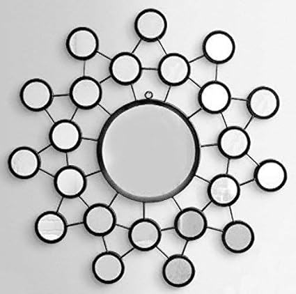 Furnish Craft Bubble Designed Steel Glass Wall Mirror (24 x 24 inch, Black)
