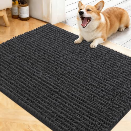 Image of OLANLY Dog Door Mat for Muddy Paws 40x32, Ultra-Absorbent Chenille Mud Mat