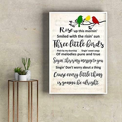 Bob Three Little Birds Lyric Retro Art Wall Decor Metal Sign Poster 8X12 Inch