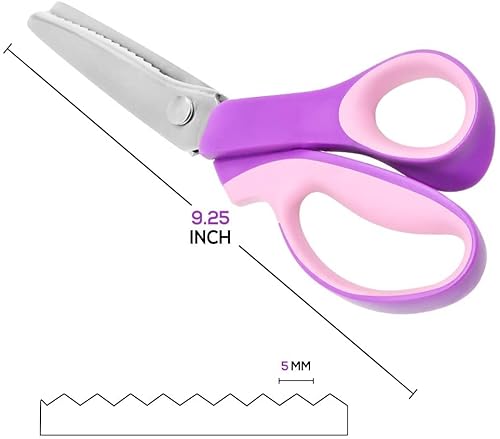 Pinking Shears Scissors For Fabric, 2-Piece Bundle Of Zig Zag Scissors & Scalloped Pinking Shears | 100% Stainless Steel Sewing Pinking Shears For Fabric Cutting, Ideal Craft Scissors Decorative Edge #TOP2