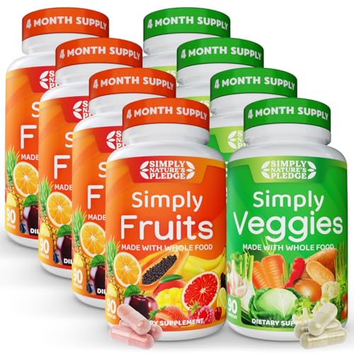 Image of Simply Nature's Pledge - Packed with Over 40 Different Fruits & Vegetables - 4 Month Supply- Made with Whole Food Superfoods - with Aloe Vera - 100% Soy Free - 720 Capsules