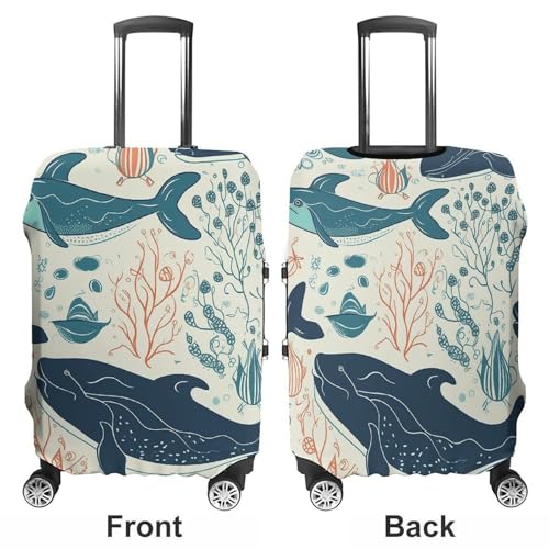 Underwater Whale Suitcase Cover Washable Luggage Cover Dust-proof Luggage Protector Cover Anti-Scratch Travel Suitcase Protector Fits 18-32 Inch Luggage XL3