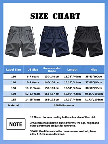 Natust Boys' Loose Fit Athletic Shorts Boy's Quick Dry Shorts With Zipper Pockets Drawstring Active Running Shorts For Kids Black 14-15 Years #TOP5