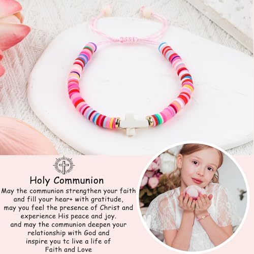 Image of Adjustable Cross Bracelet for Girls, Baptism Easter Confirmation First Communion Gifts for Girls