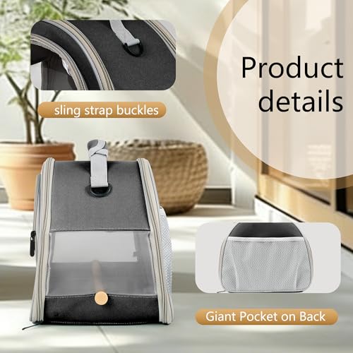 Image of Bird Carrier, Portable Small Bird Parrot Parakeet Carrier with Standing Perch and Stainless Steel Tray, Side Access Window Collapsible (Black, Horizontal Perch)