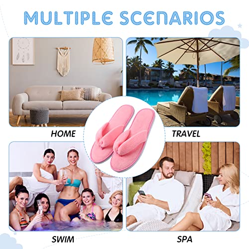 Image of Unittype 10 Pairs Spa Slippers Flip Flops Thong Sandal Slippers Soft Coral Fleece for House Guest Hotel