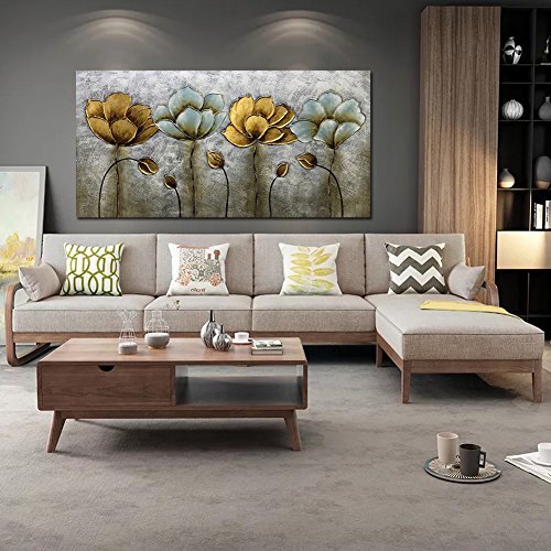 Yotree Paintings, 24X48 Inch Paintings Elegant Flowers Oil Hand Painting Painting 3D Hand-Painted On Canvas Abstract Artwork Art Wood Inside Framed Hanging Wall Decoration Abstract Painting #TOP4