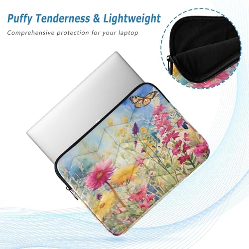 Funda para portátil 13-14 pulgadas flores y mariposas impermeable miniatura 5