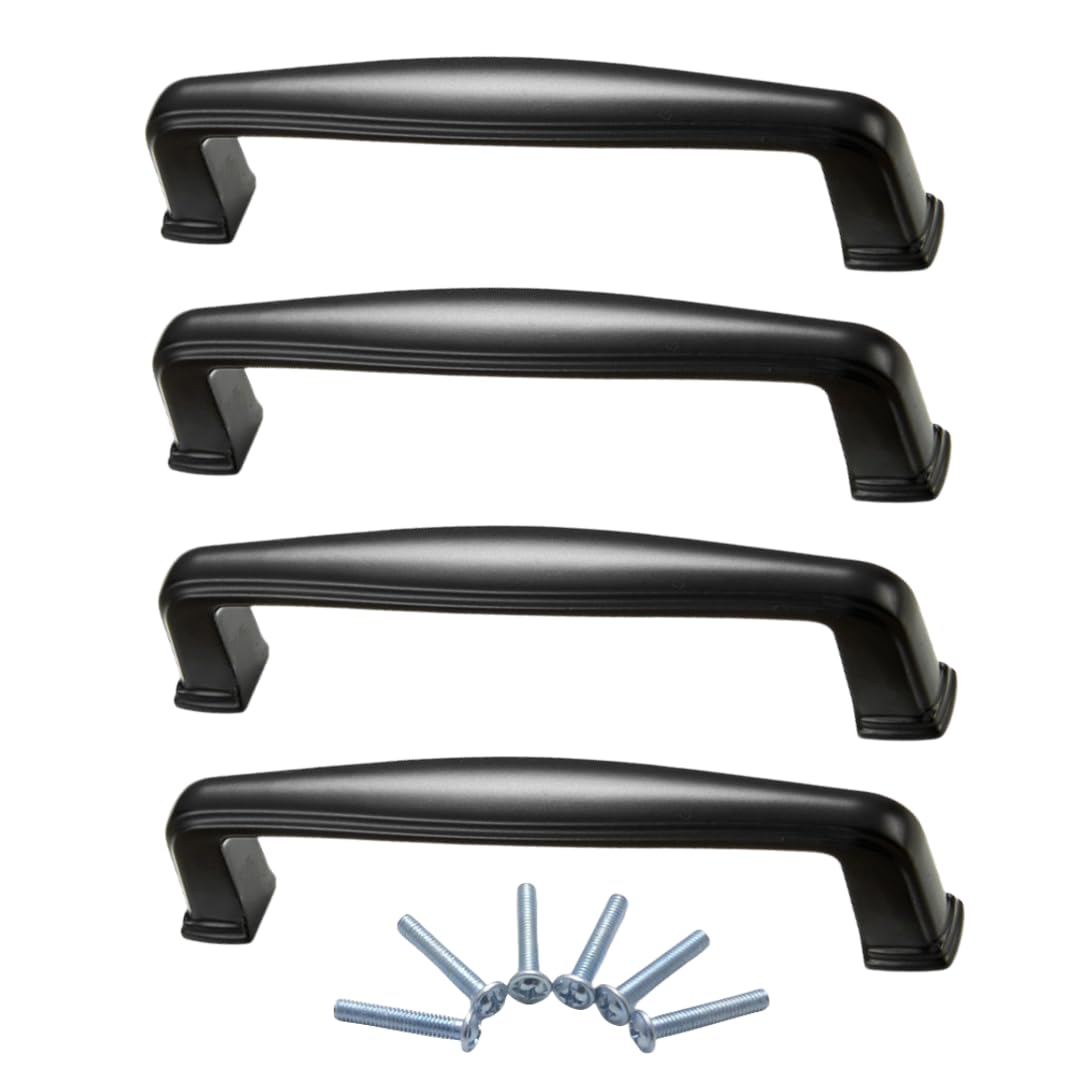 NLQCSXWEP Zinc Alloy Cabinet Bow Handle, Zinc Alloy Cabinet and Drawer Handles Matte Black Multiple Sizes 4-Pack(6227-96mm)