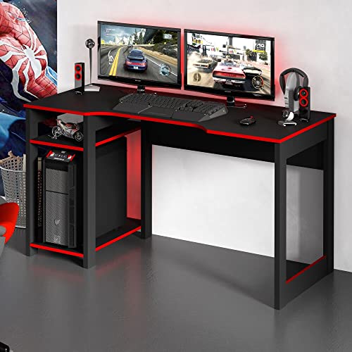 Mesa gamer ME4152 Preto/Vermelho