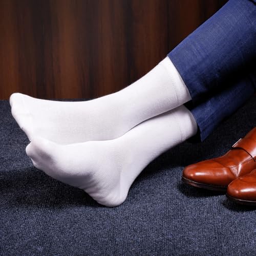 Image of Cozyway Men Cotton Crew Socks Soft Breathable Stretch Free Size Everyday Wear Office Gym Travel With Reinforced Heel Toe Odor Control Comfortable Fit Pack of 8